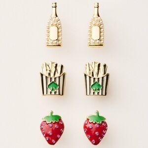 Kate Spade NY X Target Mixed French Fry Strawberry Novelty Stud Earrings 3pk